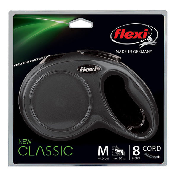 Flexi povodec Classic M, vrvica - 8 m (različne barve) - črna (2)