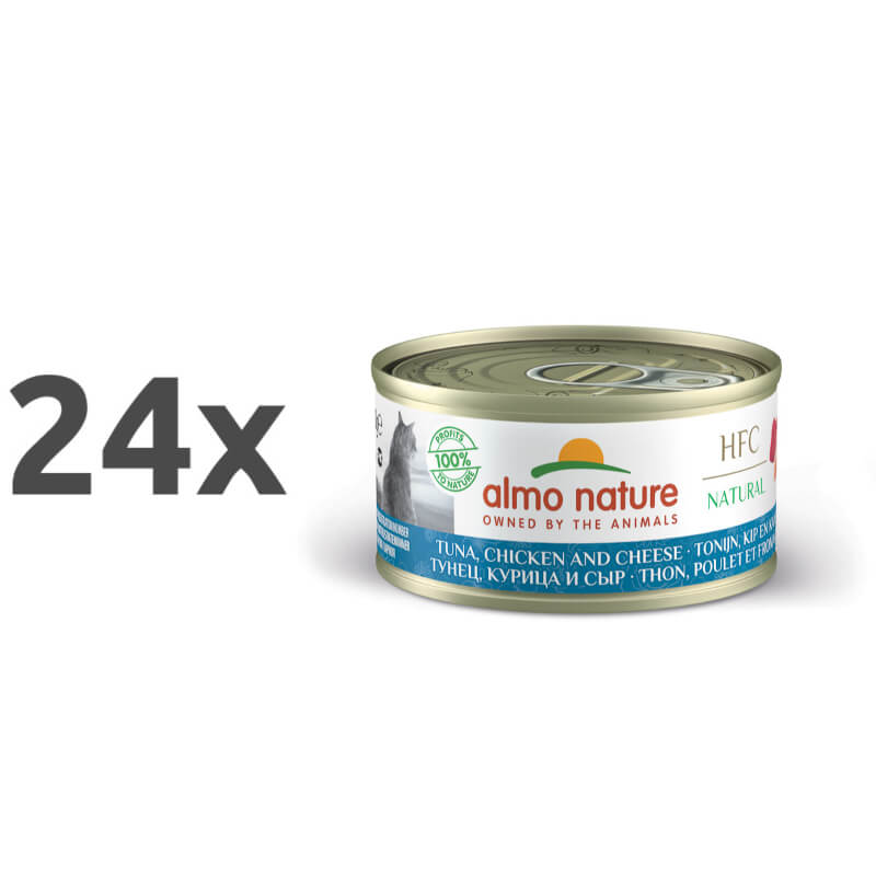 Almo Nature HFC Natural – tuna, piščanec in sir – 70 g - 24 x 70 g