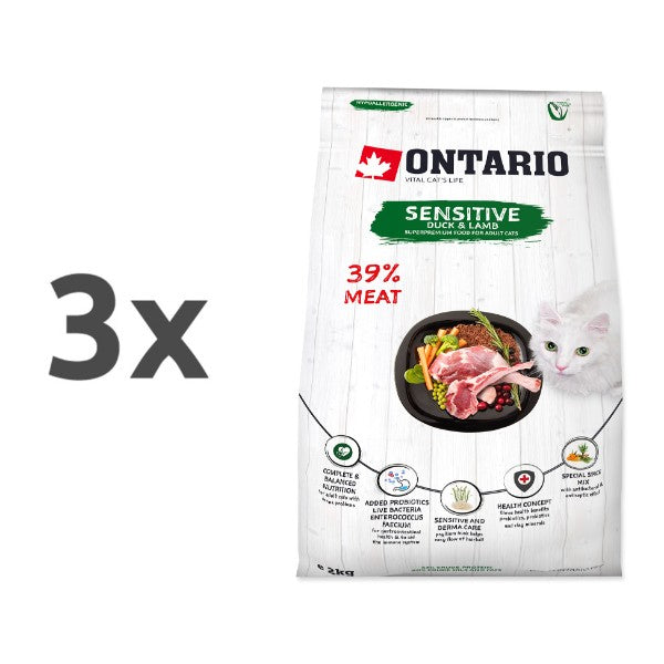 Ontario Cat Sensitive/Derma - raca in ovca - 3 x 2 kg