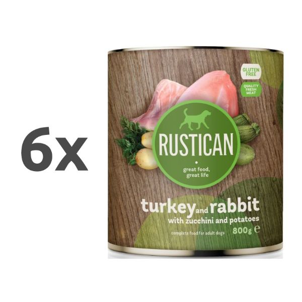 Rustican konzerva Adult - puran in kunec - 6 x 800 g