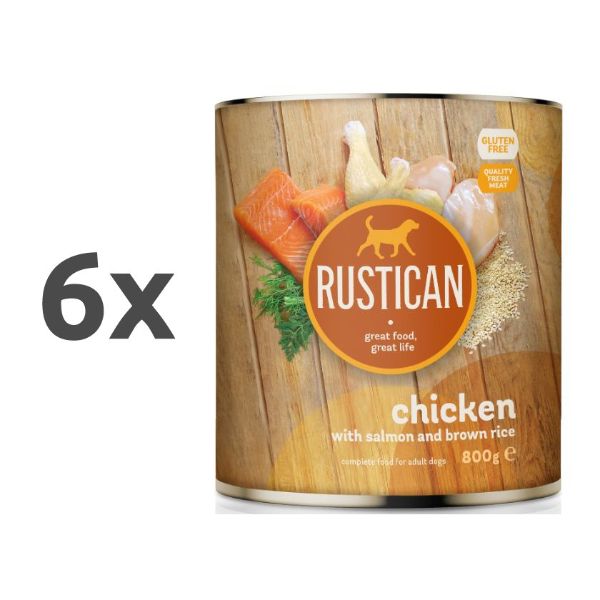 Rustican konzerva Adult - piščanec in losos - 6 x 800 g
