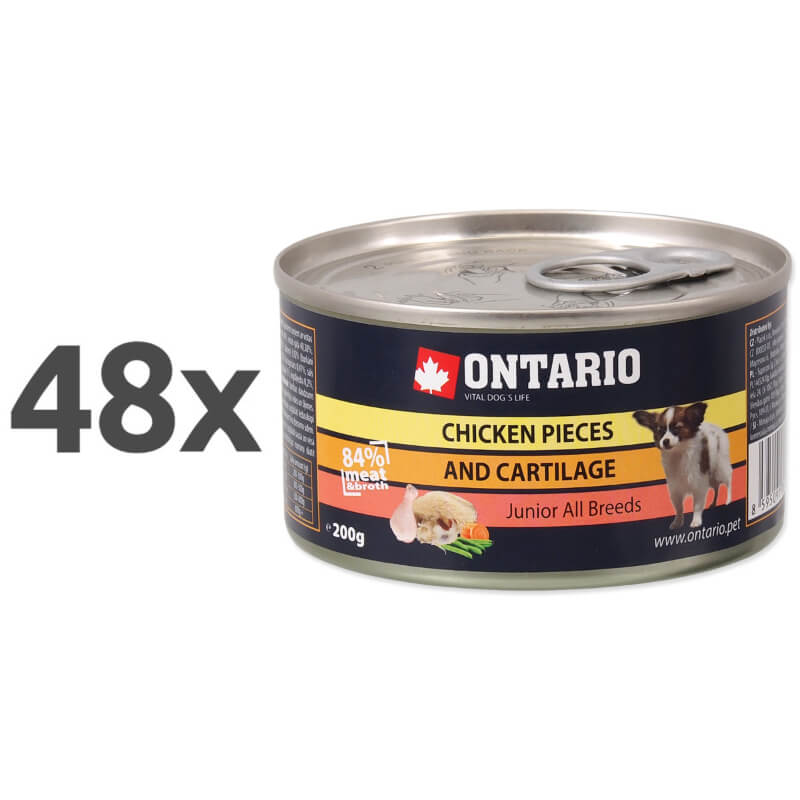 Ontario Junior - piščanec s hrustanci - 200 g - 48 x 200 g