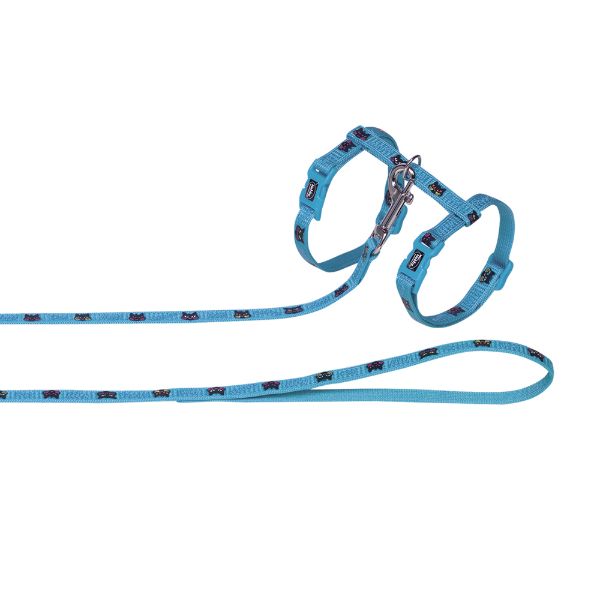 Nobby oprsnica + povodec za muce Cat, turkizna