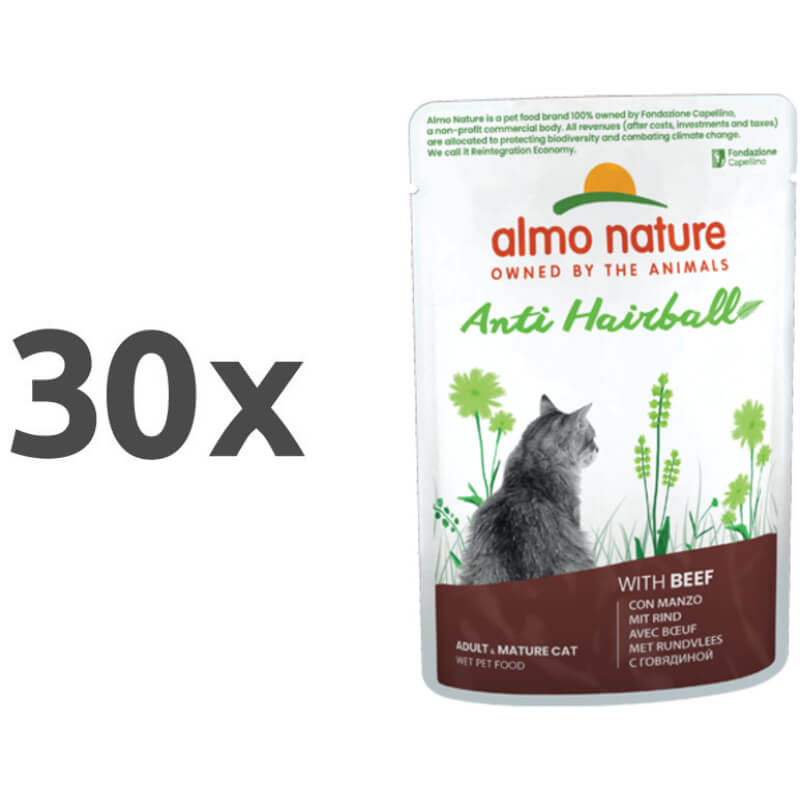 Almo Nature Holistic Anti-Hairball - govedina - 70 g - 30 x 70 g