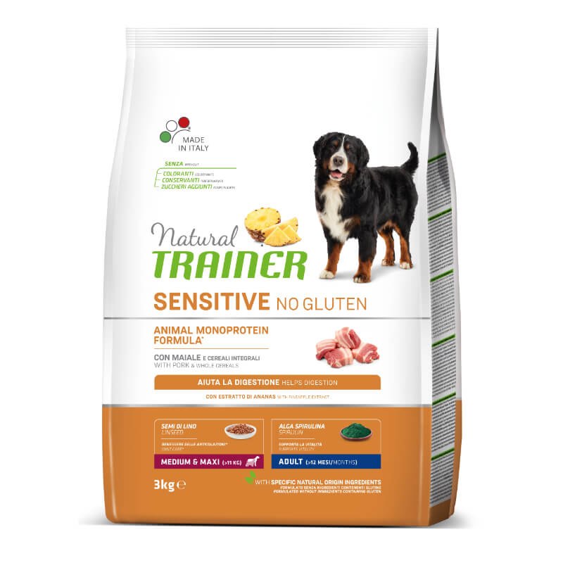 Natural Trainer Sensitive No Gluten Adult Medium/Maxi - svinjina - 3 kg