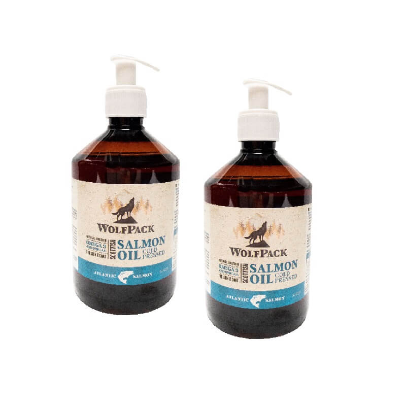WolfPack hladno stiskano lososovo olje, s pumpico - 2 x 500 ml