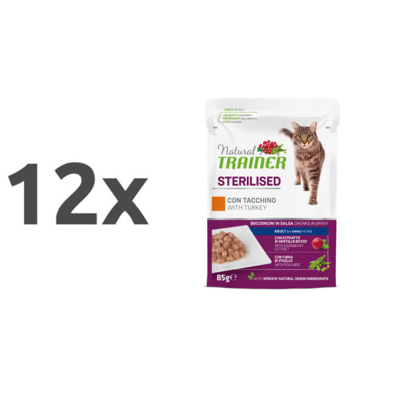 Natural Trainer Cat Sterilised, vrečka - puran - 85 g - 12 x 85 g
