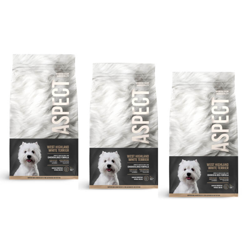 Aspect West Highland White Terrier Adult - piščanec in riž - 3 x 2,5 kg