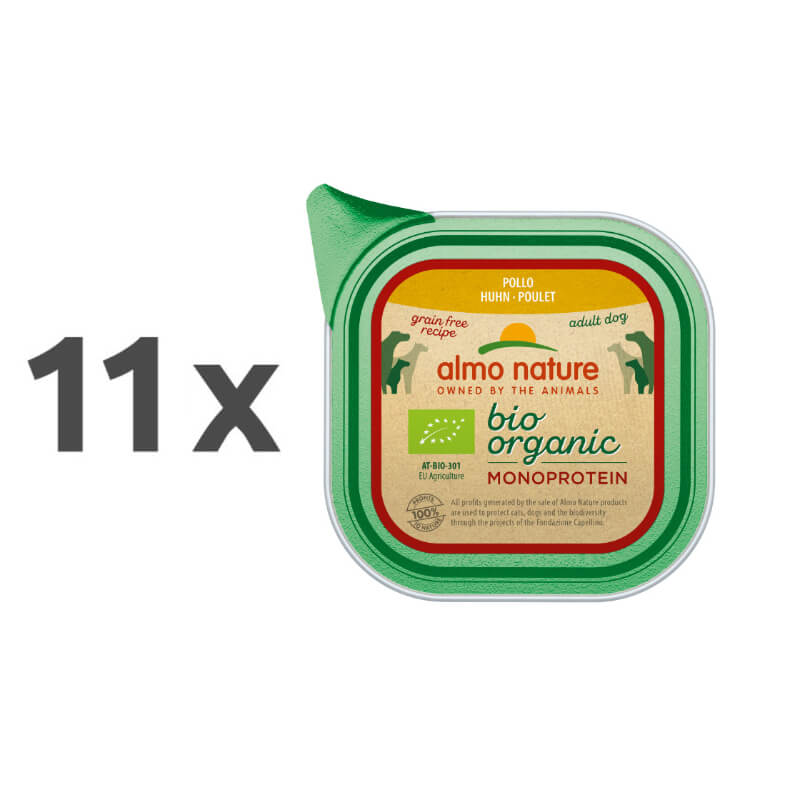 Almo Nature Bio Organic Monoprotein - piščanec - 11 x 150 g