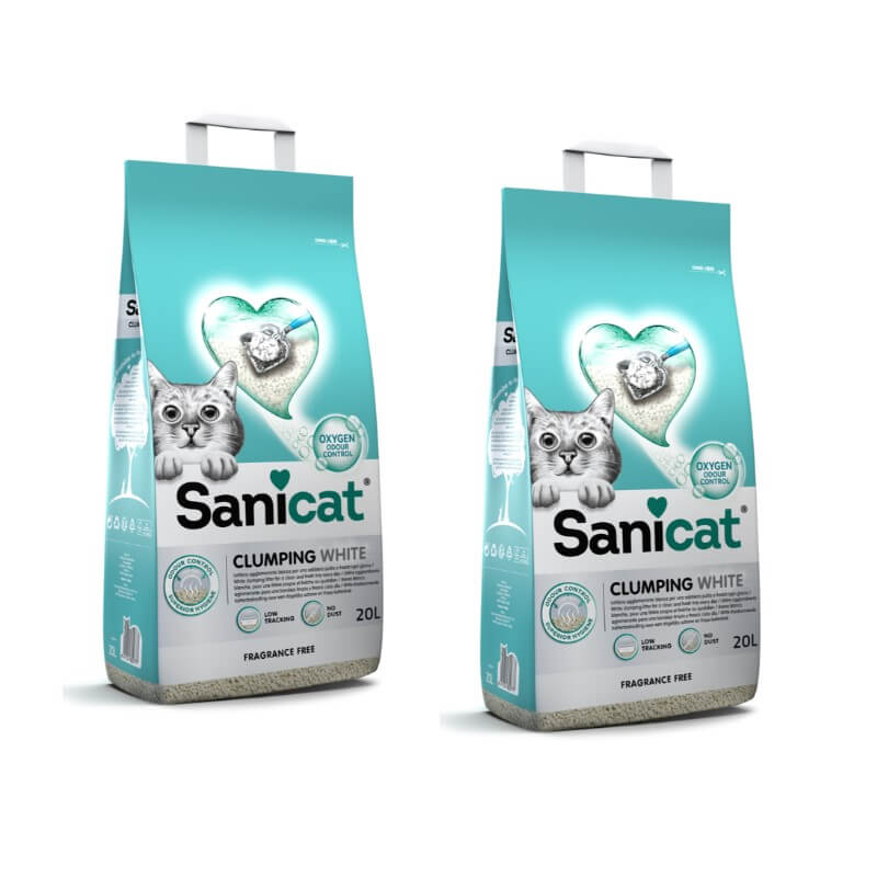 Sanicat posip Clumping White brez vonja - 2 x 20 l