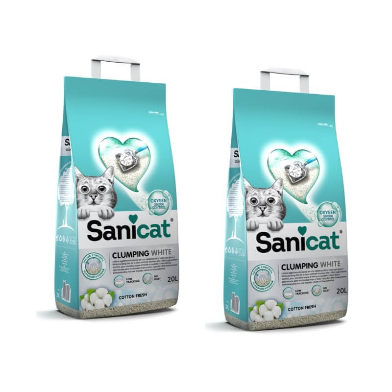 Sanicat posip Clumping White Cotton Fresh - 2 x 20 l