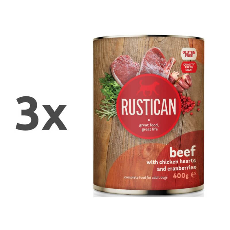 Rustican konzerva Adult - govedina in piščanec - 3 x 400 g