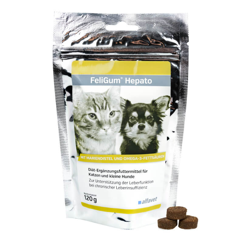 FeliGum Hepato podpora pri jeternih obolenjih za mačke in manjše pse - 60 žvečljivih tablet
