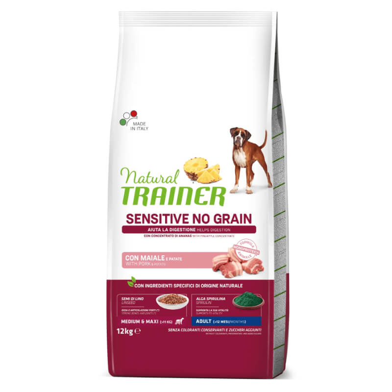 Natural Trainer Sensitive No Grain Adult Medium/Maxi - svinjina - 12 kg