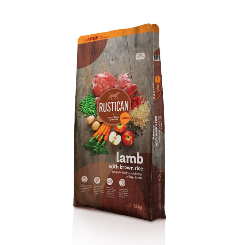 Rustican Gluten Free Large Breed - jagnjetina in rjavi riž - 12 kg