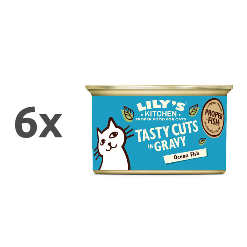 Lily's Kitchen Tasty Cuts v omaki Adult - oceanske ribe, piščanec in svinjina - 6 x 85 g