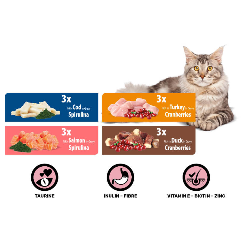 Rasco Premium Cat Multipack Sterilized Adult - koščki mesa, 4 okusi - 12 x 85 g (2)