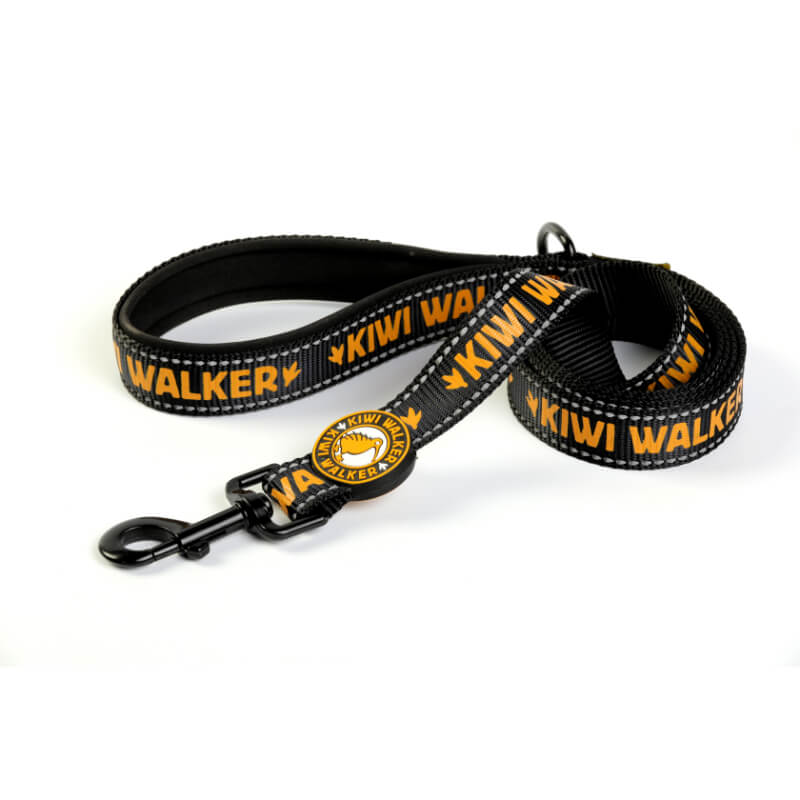 Kiwi Walker najlonski povodec Running Kiwi - črno oranžen - različne velikosti - 30 mm