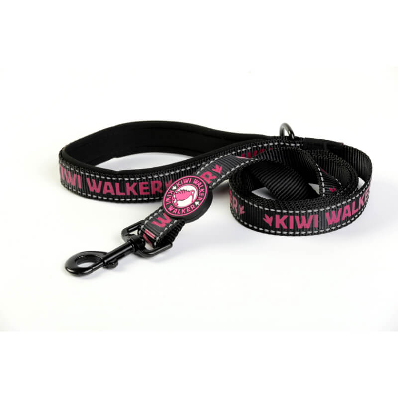 Kiwi Walker najlonski povodec Running Kiwi - črno roza - različne velikosti - 30 mm