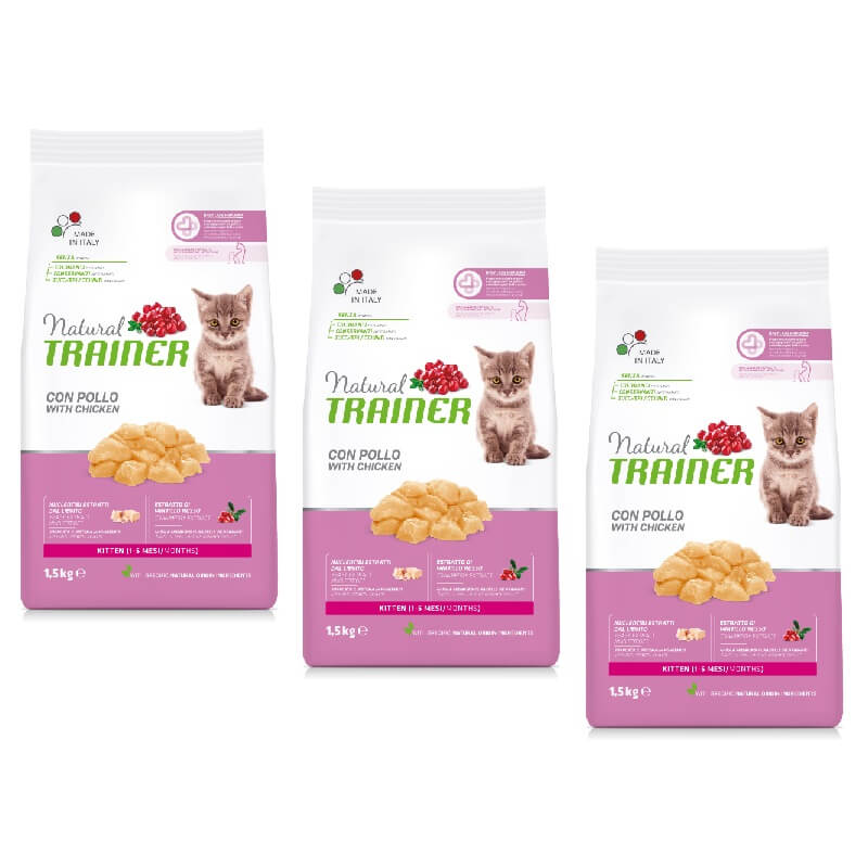 Natural Trainer Cat Kitten, piščanec - 3 x 1,5 kg