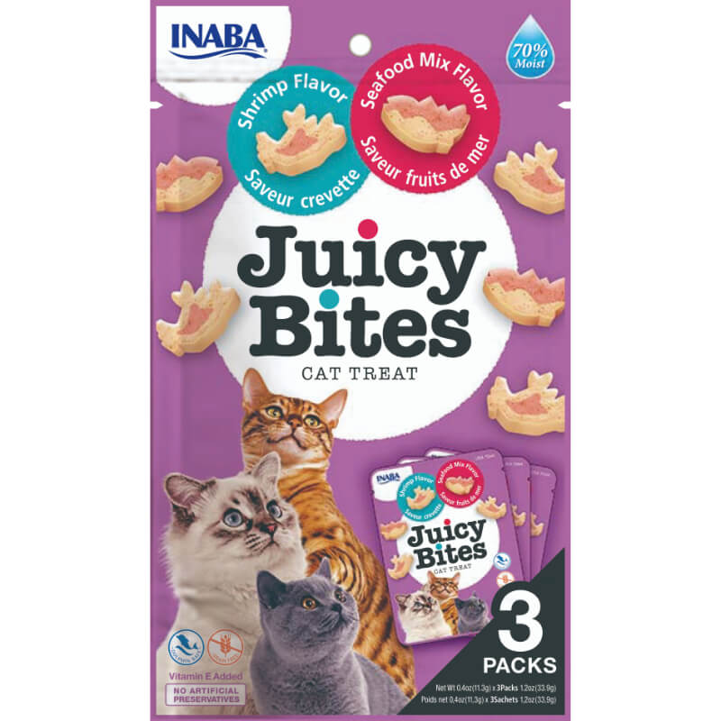 Inaba Cat Juicy Bites, rakci in morski sadeži - 3 x 11,3 g