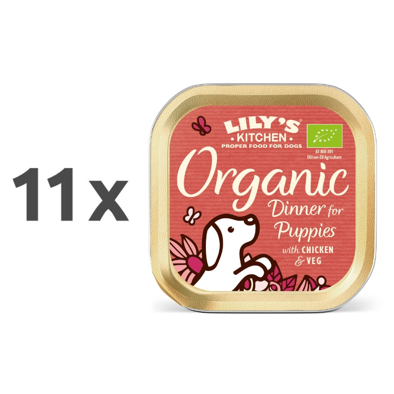 Lily's Kitchen Organic Puppies Dinner - piščanec, svinjina, govedina in riba - 150 g - 11 x 150 g