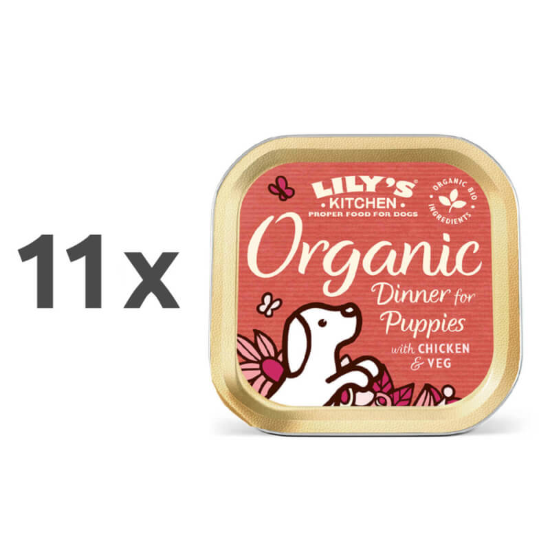 Lily's Kitchen Organic Puppies Dinner - piščanec, svinjina, govedina in riba - 150 g - 11 x 150 g