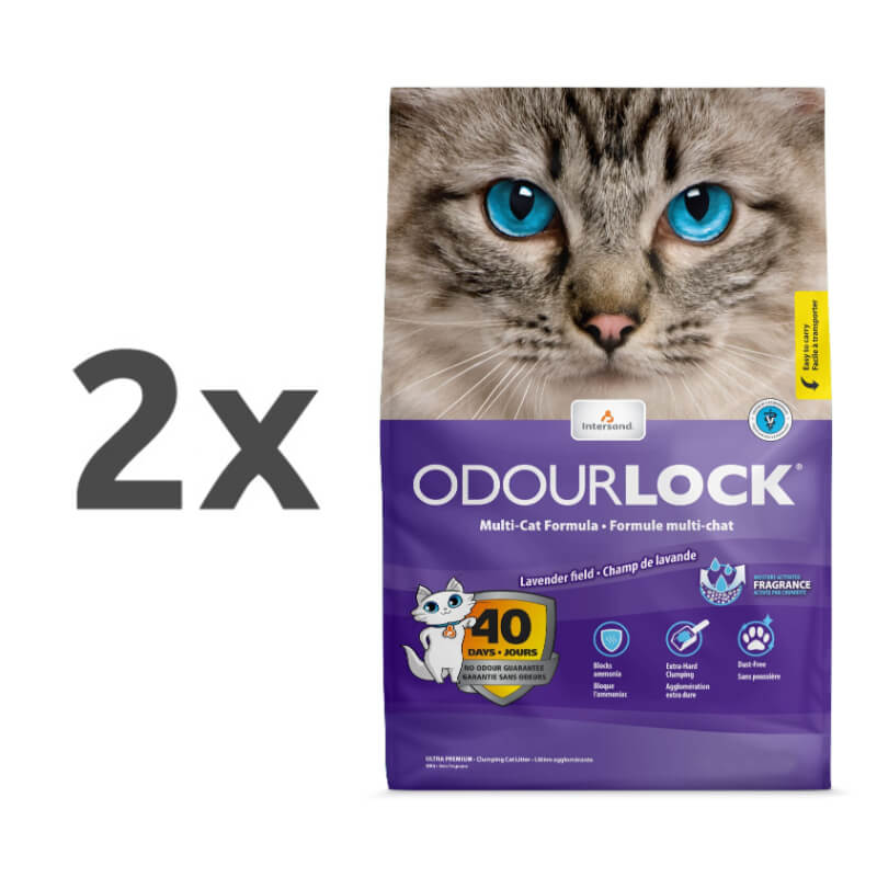 OdourLock posip za muce Lavanda - sivka - 2 x 12 kg
