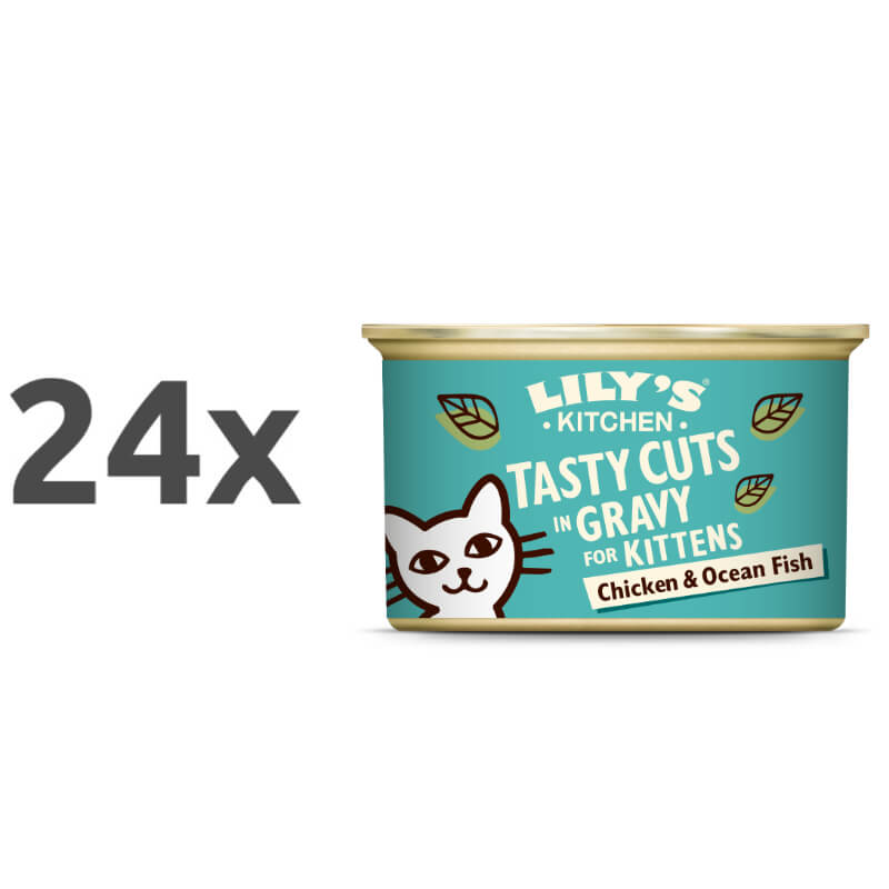 Lily's Kitchen Tasty Cuts v omaki Kitten - piščanec in oceanska riba - 24 x 85 g