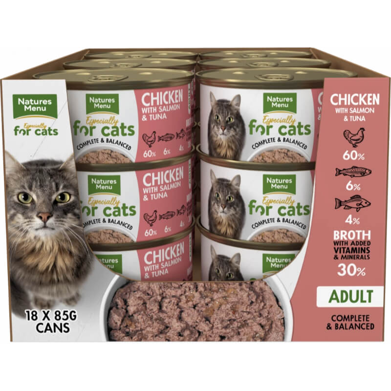 Natures Menu Cat Adult, piščanec z lososom in tuno - 85g - 18 x 85 g