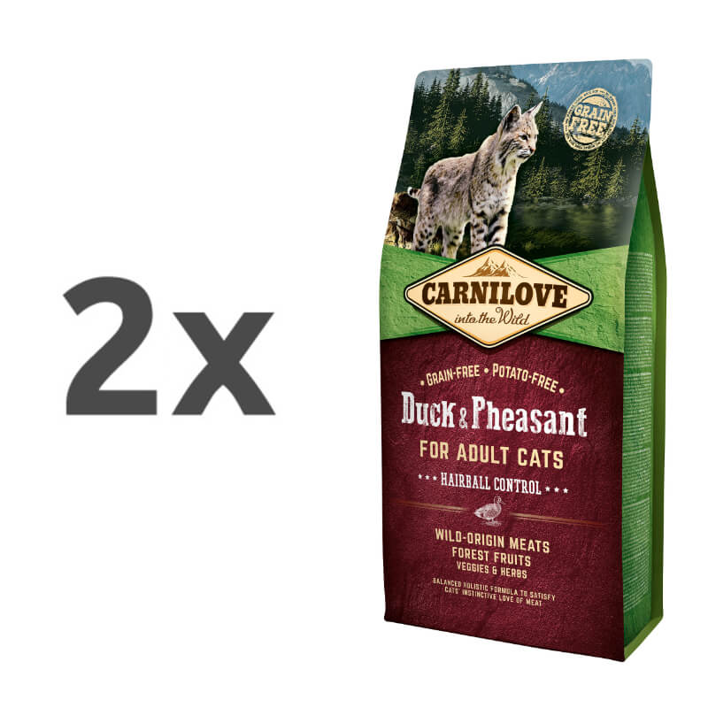 Carnilove Cat Adult Hairball Control - raca & fazan - 2 x 6 kg