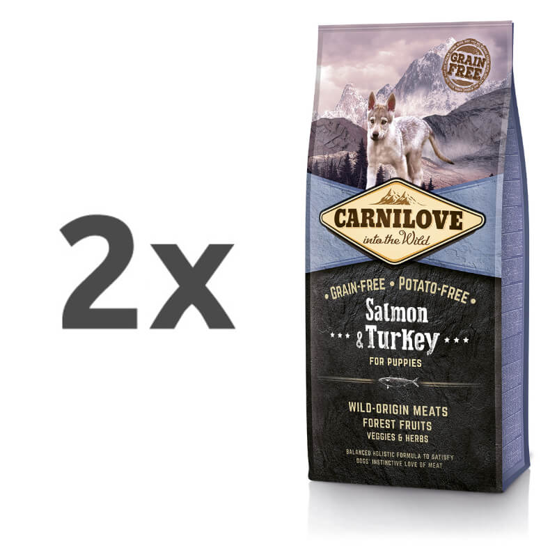 Carnilove Dog Puppy - losos & puran - 2 x 12 kg