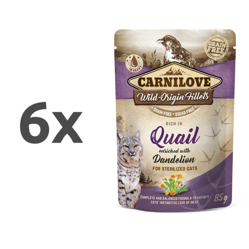 Carnilove Cat WMM Adult Sterilised - prepelica & regrat, 85 g - 6 x 85 g