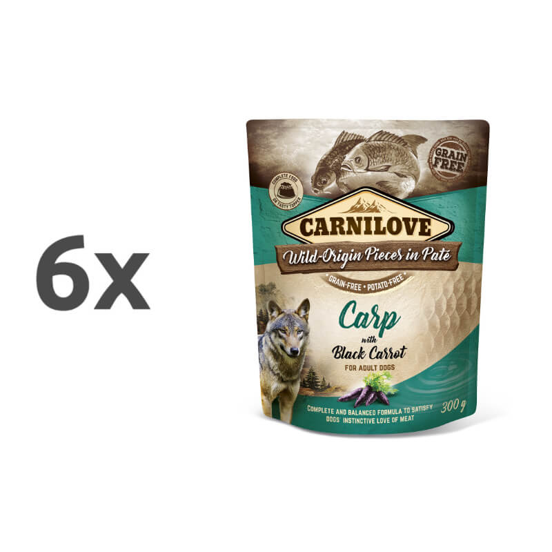 Carnilove Dog Adult - krap & črno korenje, vrečka 300g - 6 x 300 g