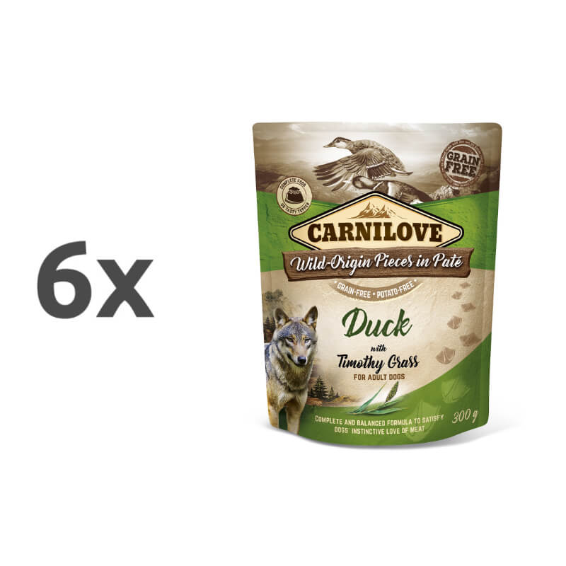Carnilove Dog Adult - raca & travniški mačji rep, vrečka 300g - 6 x 300 g