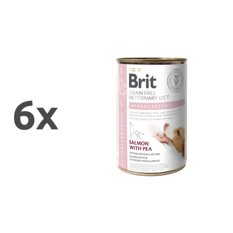 Brit GF Veterinarska dieta za pse Hypoallergenic, losos - 400g - 6 x 400 g