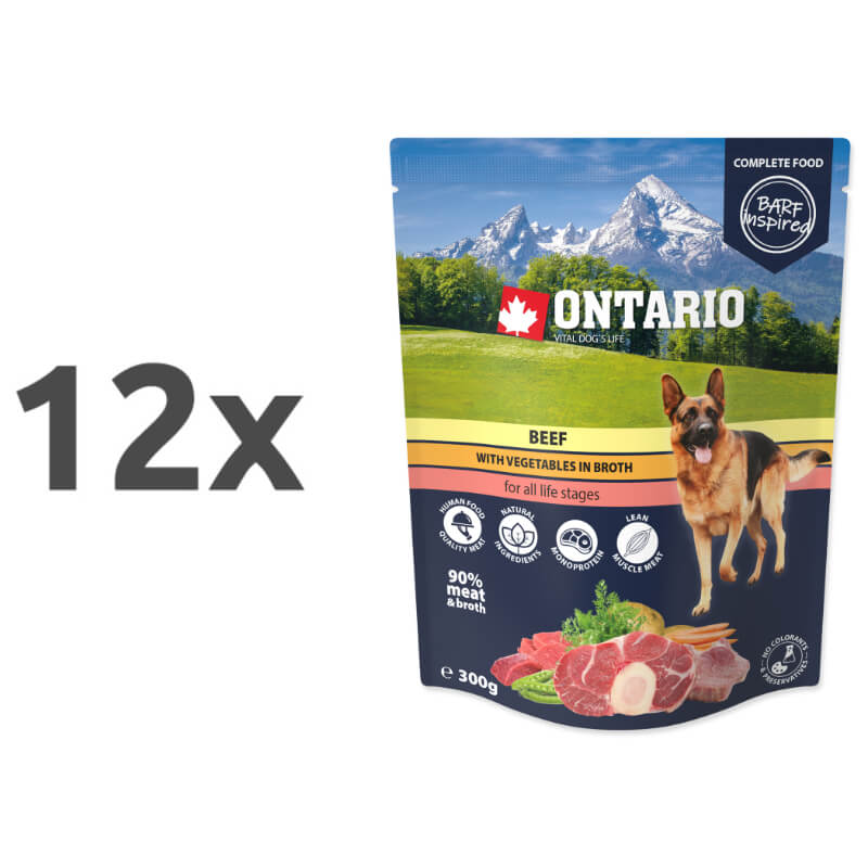 Ontario Dog - govedina in zelenjava v juhi, 300g - 12 x 300 g