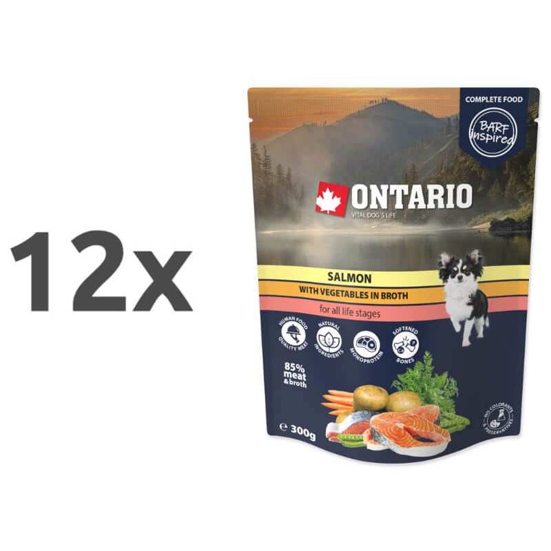 Ontario Dog - losos in zelenjava v juhi, 300g - 12 x 300 g
