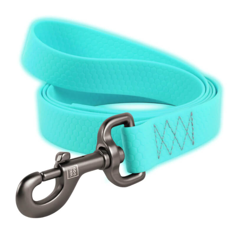 Waudog vodoodporen povodec Glow, mint - 122 cm - 20 mm
