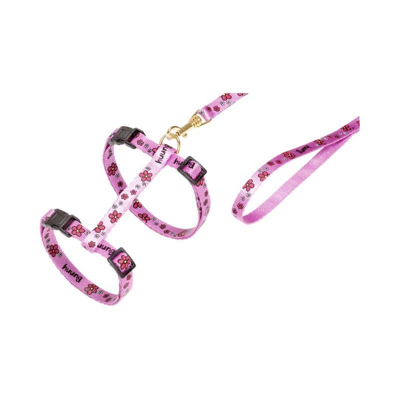 Flamingo oprsnica s povodcem za mačke, roza - 22-36 cm / 27-46 cm (2)