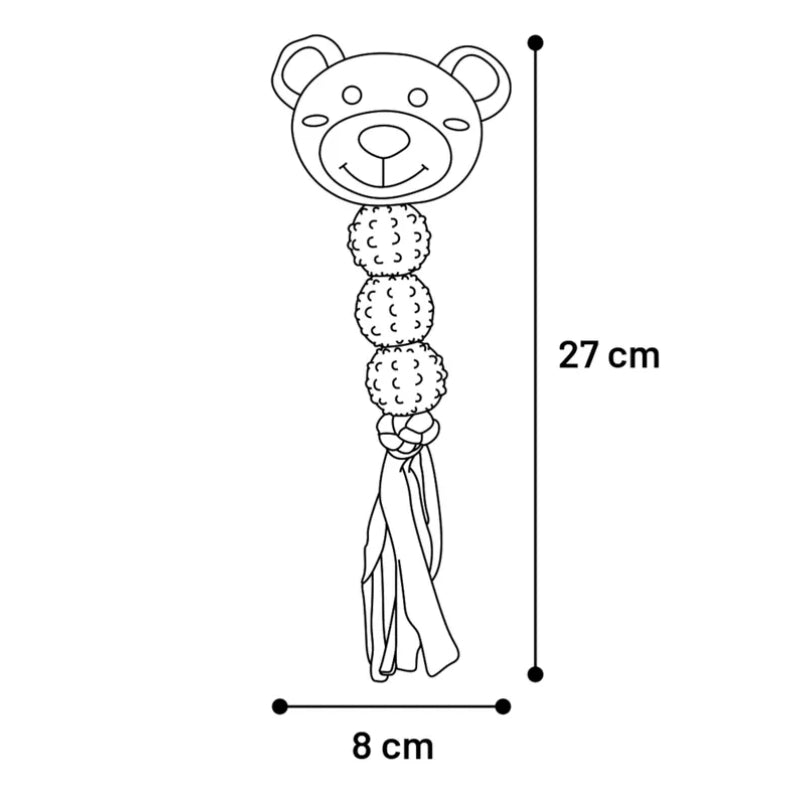 Flamingo plišasti medvedek + TPR kroglice in vrv - 27 cm (2)