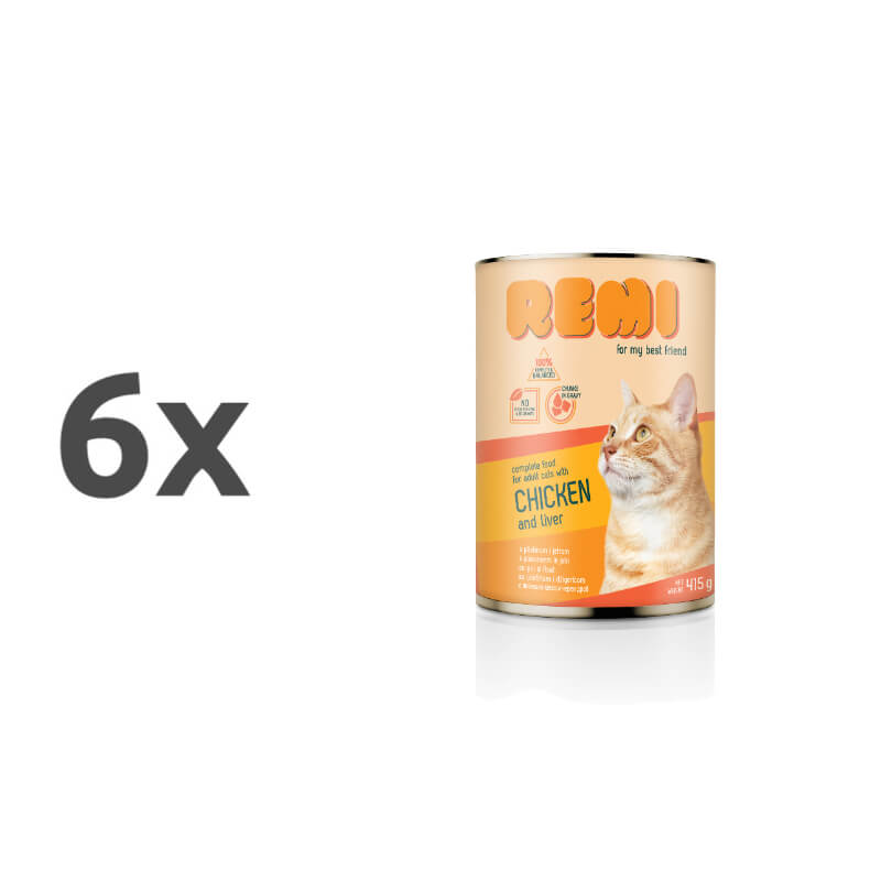 Remi Cat koščki v omaki - piščanec & jetra - 6 x 415 g