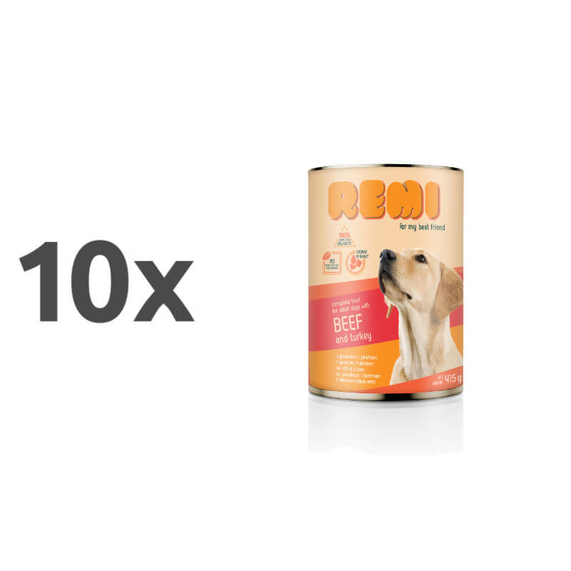 Remi Dog koščki v omaki - govedina & puran - 10 x 415 g