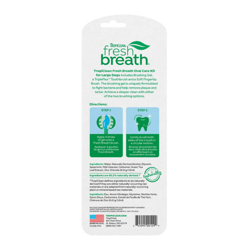 TropiClean Dog FreshBreath komplet za čiščenje zob (3 kos), L - 59 ml (2)
