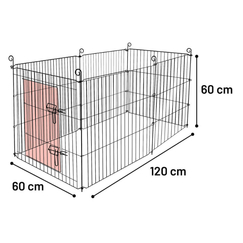 Flamingo kovinska ograja za mladiče in male živali, črna - 6 elementov (60 x 60 cm) (5)
