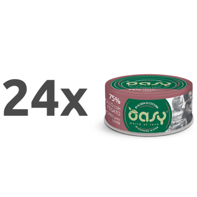 Oasy More Love Adult piščanec in jetrca v juhi, konzerva - 70 g - 24 x 70 g
