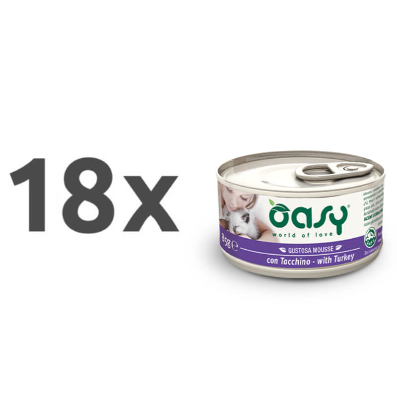 Oasy Tasty Mousse Adult puran, mousse v konzervi - 85 g - 18 x 85 g