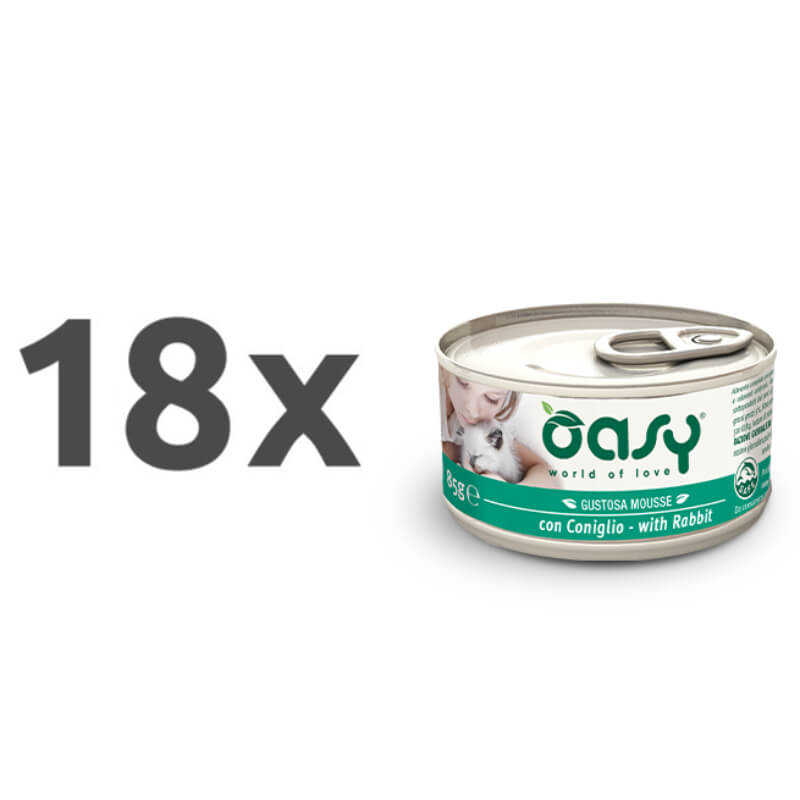 Oasy Tasty Mousse Adult zajec, mousse v konzervi - 85 g - 18 x 85 g