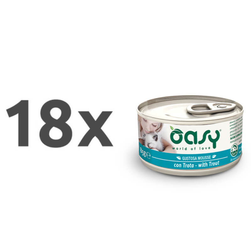 Oasy Tasty Mousse Adult postrv, mousse v konzervi - 85 g - 18 x 85 g