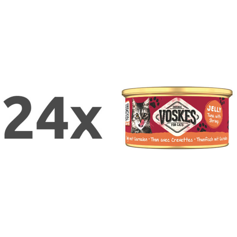 Voskes Adult tuna in škampi v želeju, konzerva - 85 g - 24 x 85 g